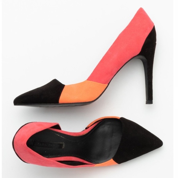 Zara Suede D’Orsay Heels In Three Color Court Multicolor - Picture 2 of 10